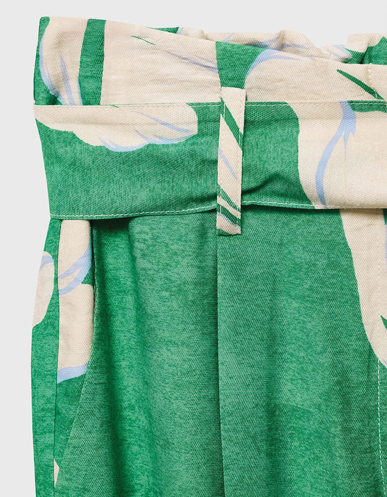 Large Floral Printed Pants, Green