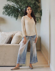 Lauren Denim Look Plissé Pant, Chambray
