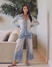 Lauren Denim Look Plissé Pant, Chambray