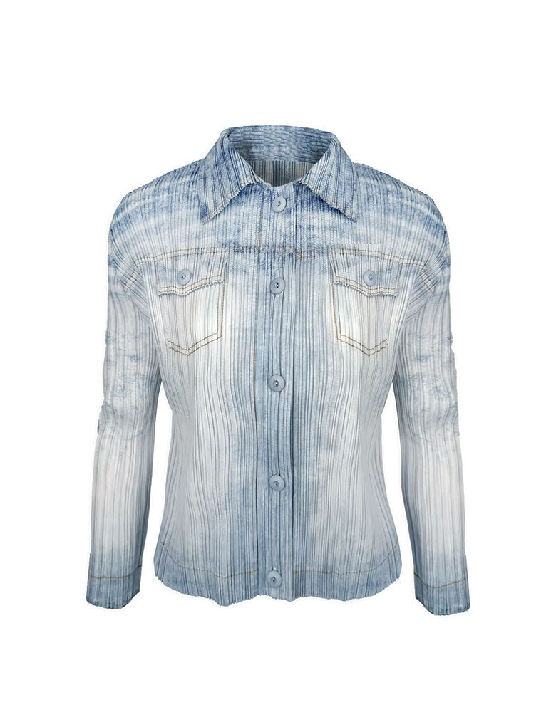 Lauren Look of Denim Plissé Jacket, Chambray