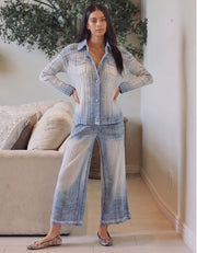 Lauren Look of Denim Plissé Jacket, Chambray