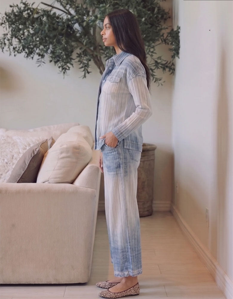 Lauren Look of Denim Plissé Jacket, Chambray