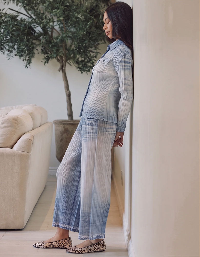 Lauren Look of Denim Plissé Jacket, Chambray