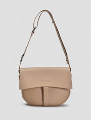 Leather Saddle Shoulder Bag, Beige