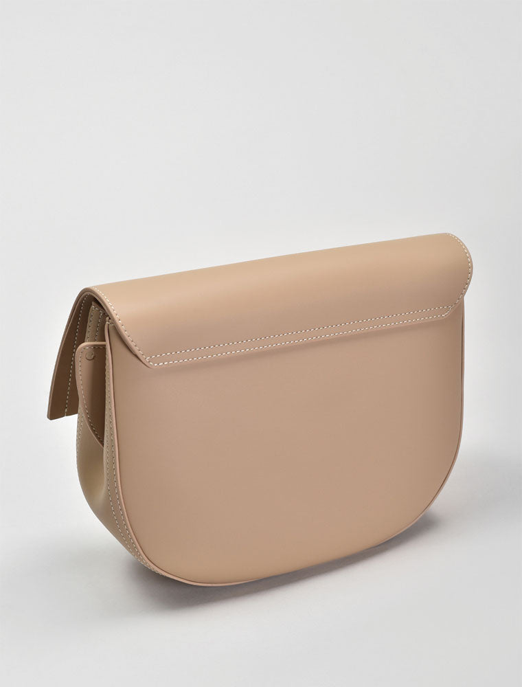 Leather Saddle Shoulder Bag, Beige