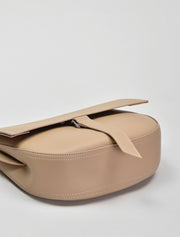 Leather Saddle Shoulder Bag, Beige