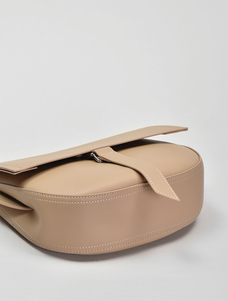 Leather Saddle Shoulder Bag, Beige