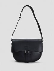 Leather Saddle Shoulder Bag, Black