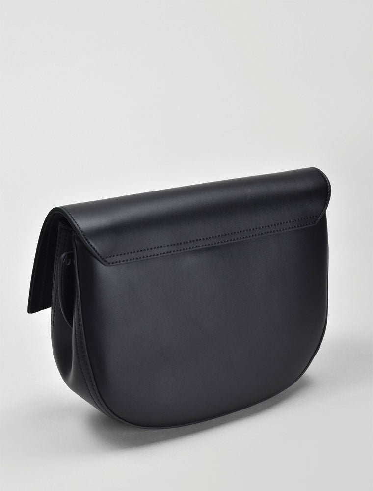 Leather Saddle Shoulder Bag, Black