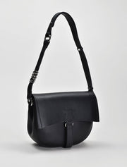 Leather Saddle Shoulder Bag, Black
