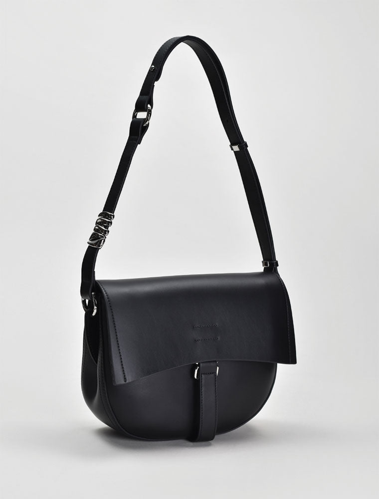 Leather Saddle Shoulder Bag, Black