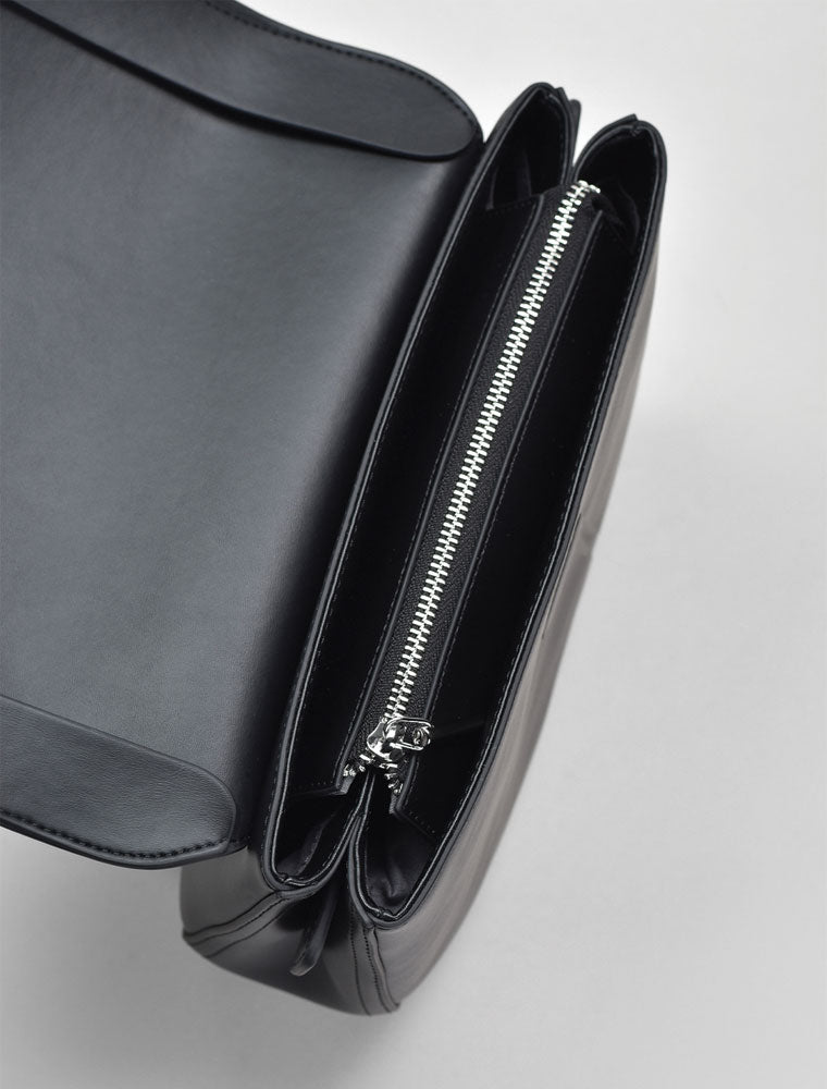 Leather Saddle Shoulder Bag, Black