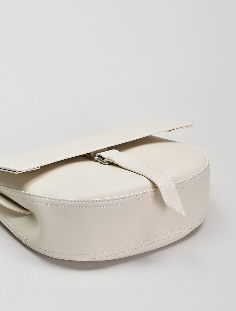 Leather Saddle Crossbody Bag, Off-White