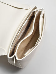 Leather Saddle Crossbody Bag, Off-White
