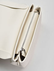 Leather Saddle Crossbody Bag, Off-White