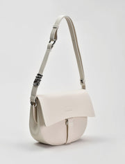 Leather Saddle Crossbody Bag, Off-White