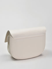 Leather Saddle Crossbody Bag, Off-White