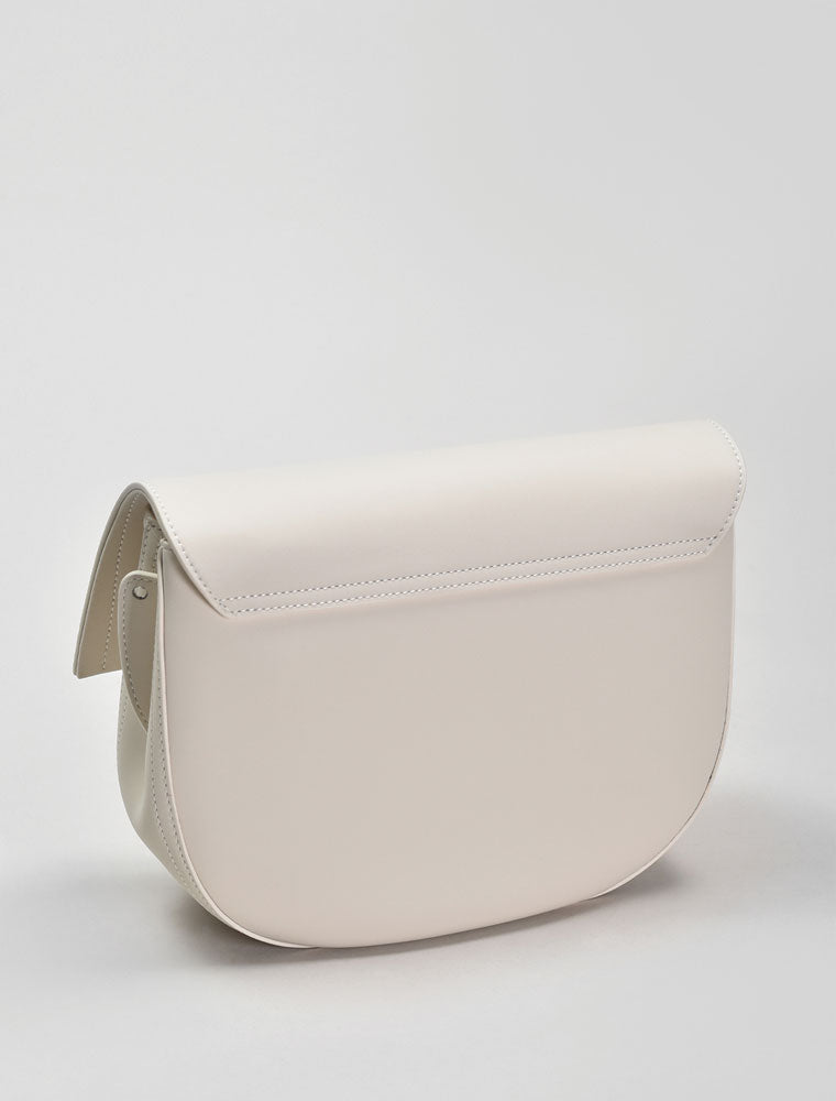 Leather Saddle Crossbody Bag, Off-White
