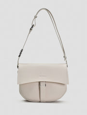 Leather Saddle Crossbody Bag, Off-White