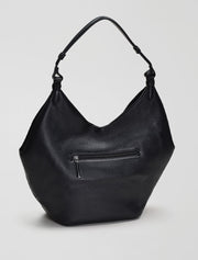 Leather Slouch Hobo Shoulder Bag, Black