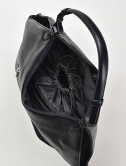 Leather Slouch Hobo Shoulder Bag, Black