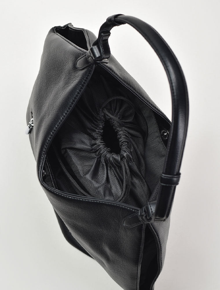 Leather Slouch Hobo Shoulder Bag, Black