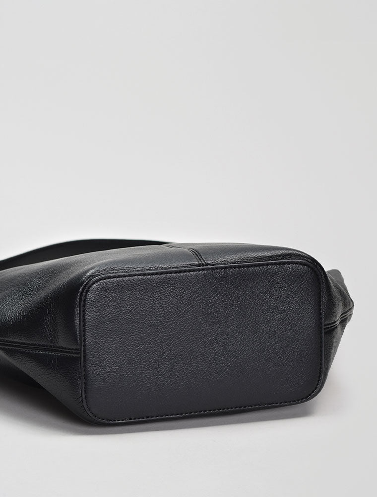 Leather Slouch Hobo Shoulder Bag, Black