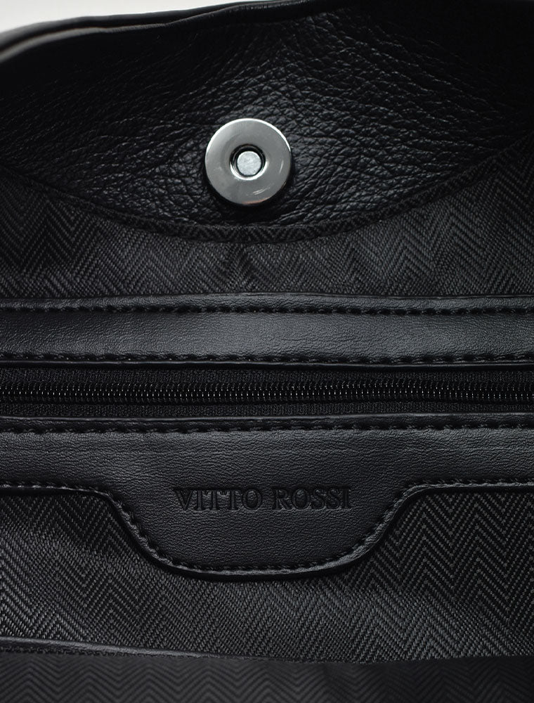 Leather Slouch Hobo Shoulder Bag, Black