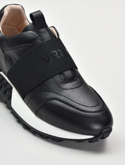 Leather Sneaker with VR Strap, Black