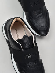Leather Sneaker with VR Strap, Black
