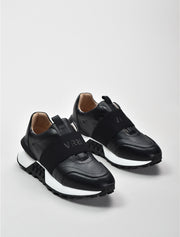 Leather Sneaker with VR Strap, Black