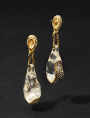 Liquid Lucite Crystal Pavé Pebble Drop, 14K Gold Plated