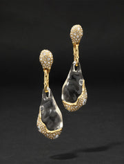 Liquid Lucite Crystal Pavé Pebble Drop, 14K Gold Plated