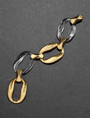 Liquid Lucite Gold Link Bracelet, 14K Yellow Gold Plated