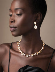 Lisa Riviere Necklace, Labradorite & Pearls, 14K Gold Plated