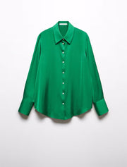 Button Down Satin Shirt, Green