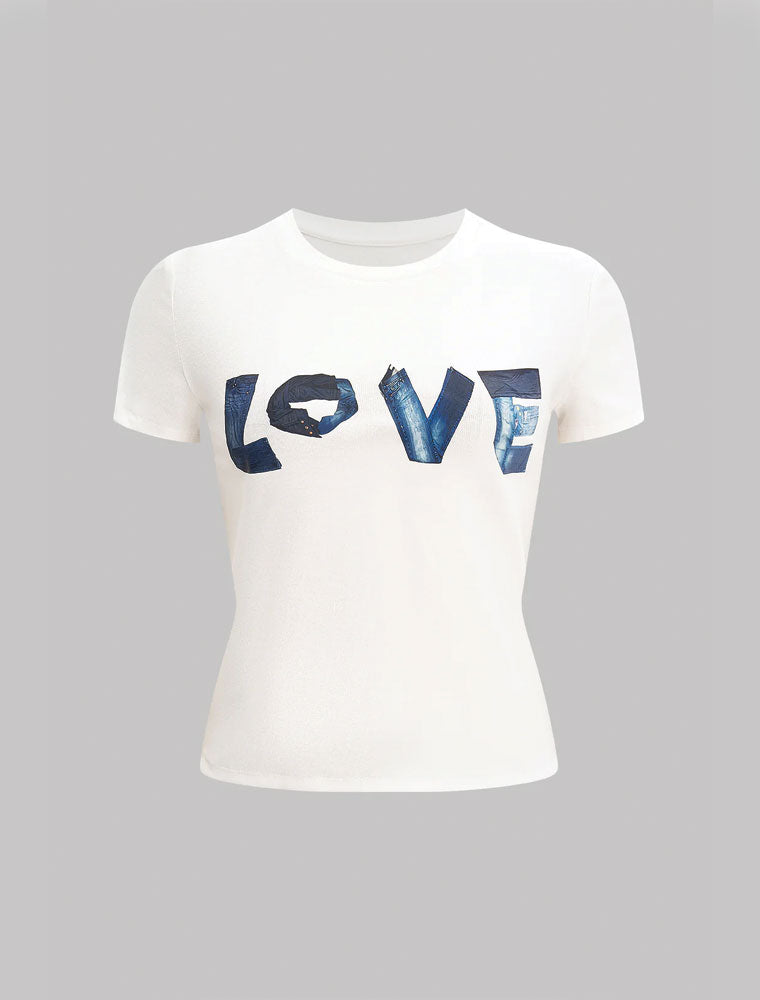 "Love" Cotton T-Shirt, White