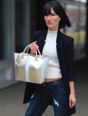 Marquis Tote Bag, White / Gold