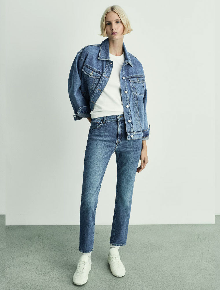 Medium Wash Slim Jeans, Blue