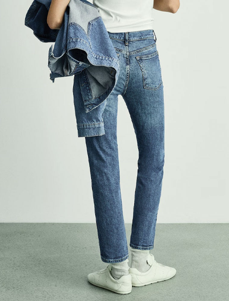Medium Wash Slim Jeans, Blue