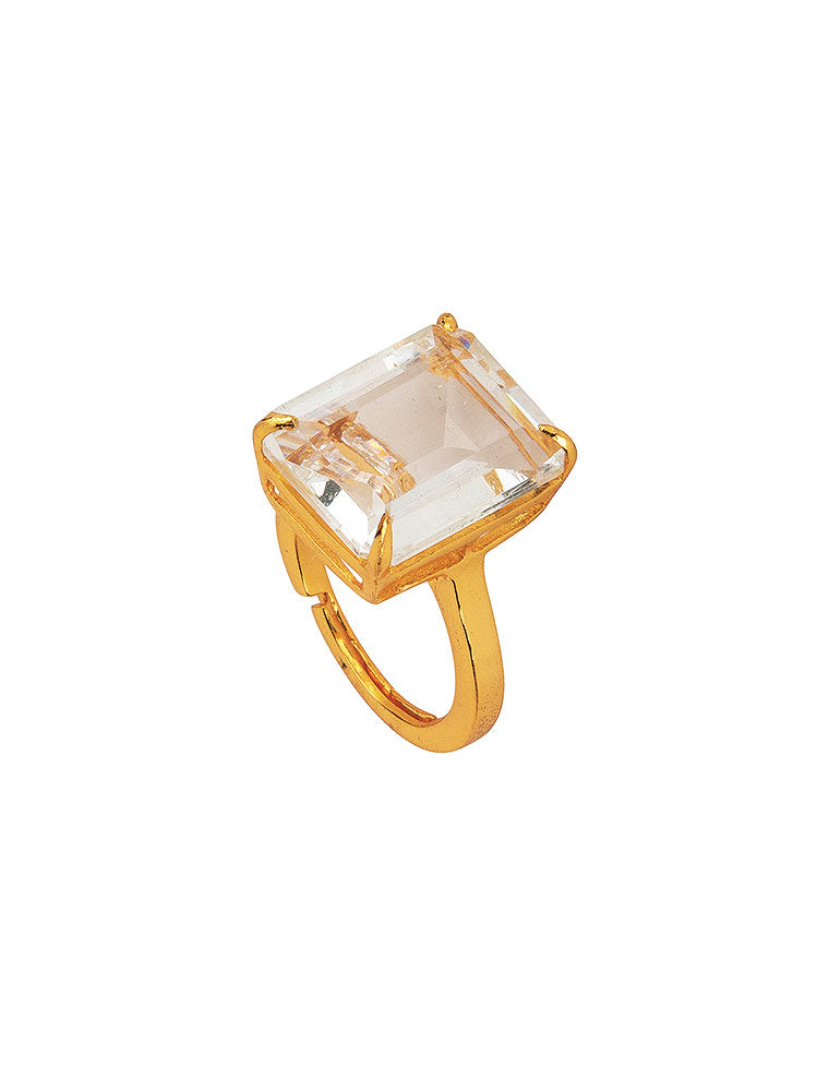 Melissa Ring, Rectangular Emerald Cut Clear Quartz