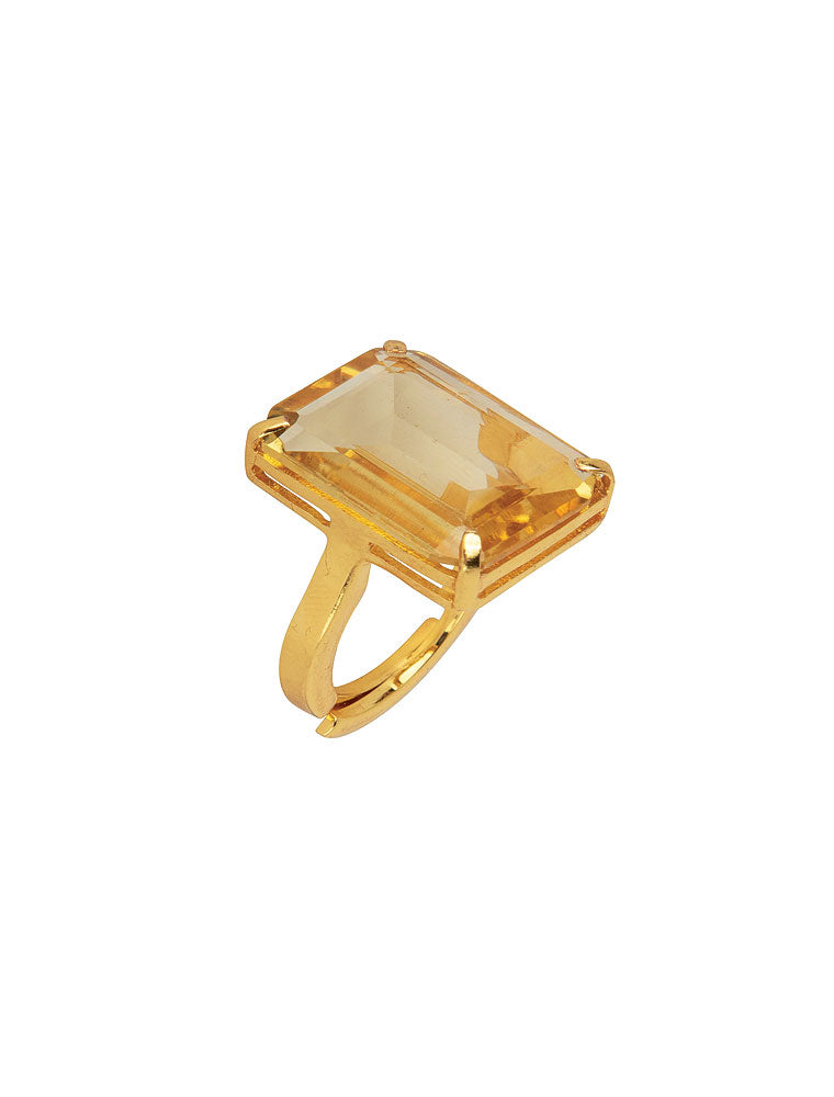 Melissa Ring, Rectangular Emerald Cut Lemon Quartz