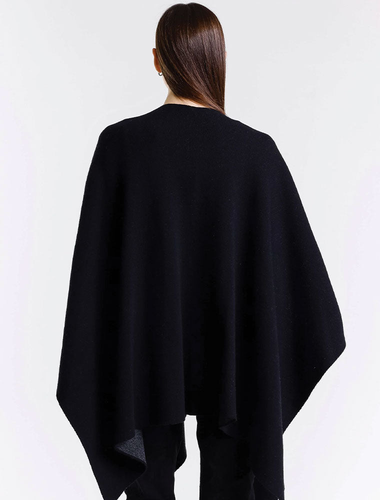 Merino/Cashmere Reversible Wrap, Black/Coal