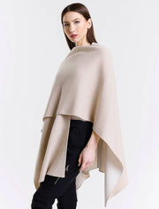 Merino/Cashmere Reversible Wrap, Taupe/Cream