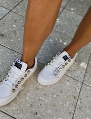 Metal Lace Sneakers, White