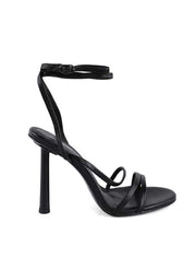 Metal Heel Women's Open Toe Strappy Sandals, Black