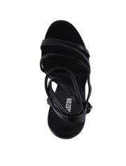 Metal Heel Women's Open Toe Strappy Sandals, Black