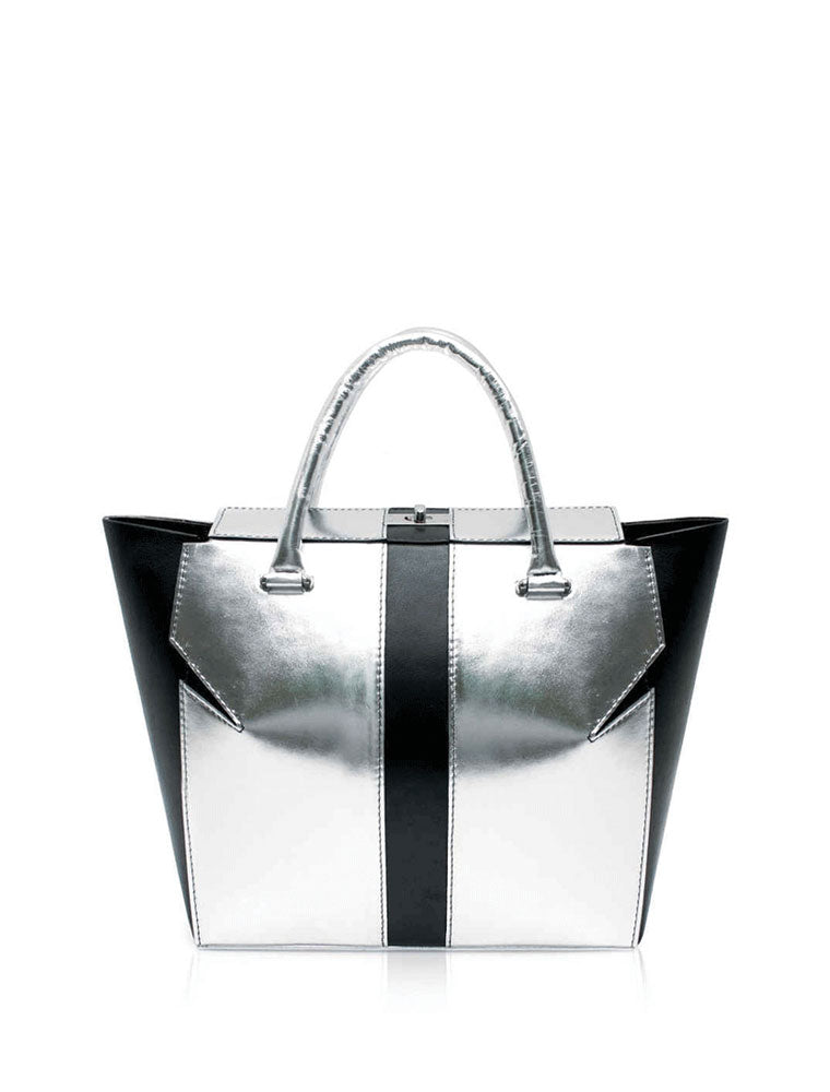 Metallic Marquis Tote, Black / Silver