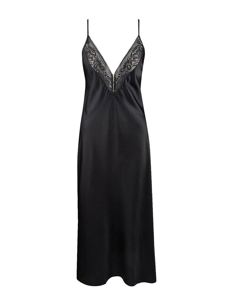 Midnight Whisper Long Nightdress Noir, Black