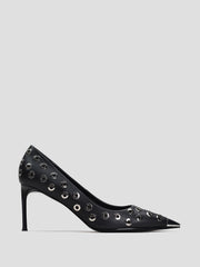 Midnight Eyelet Leather Pump, Black